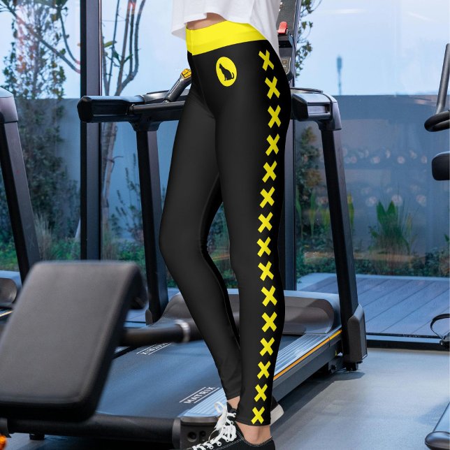 Cat Lover Pet Mum Yellow Black Pattern Custom Made Leggings (Creator Uploaded)