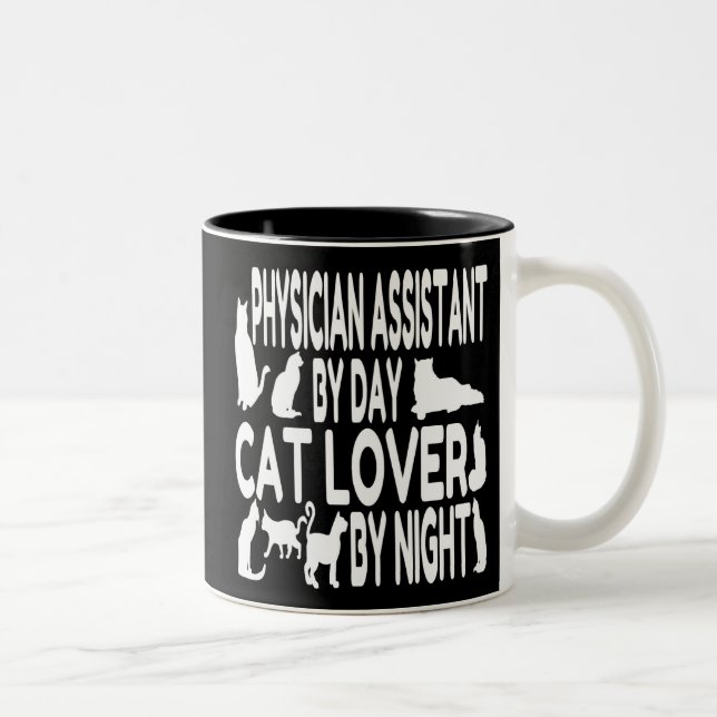 Cat Lover Physician Assistant Two-Tone Coffee Mug (Right)