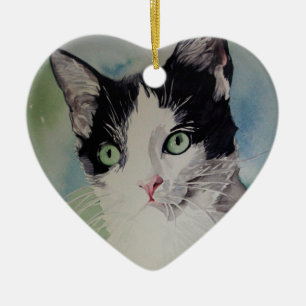Cat Lover Portrait Fine Art Ceramic Tree Decoration