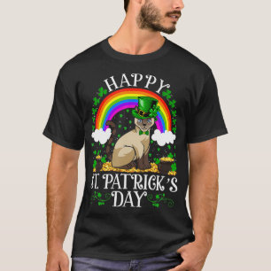 Cat Lover Rainbow Vintage Siamese Cat St Patricks T-Shirt