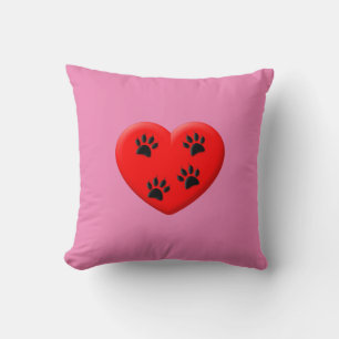 Cat Lover Red Heart And Paws Classic Cushion