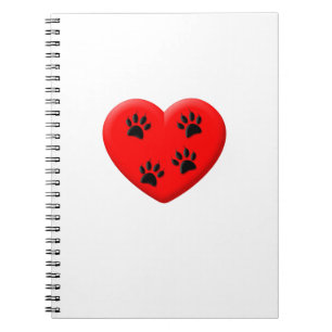 Cat Lover Red Heart And Paws Notebook