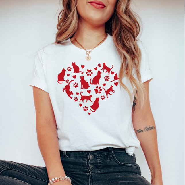 Cat Lover Red Heart of Cats  T-Shirt (Creator Uploaded)