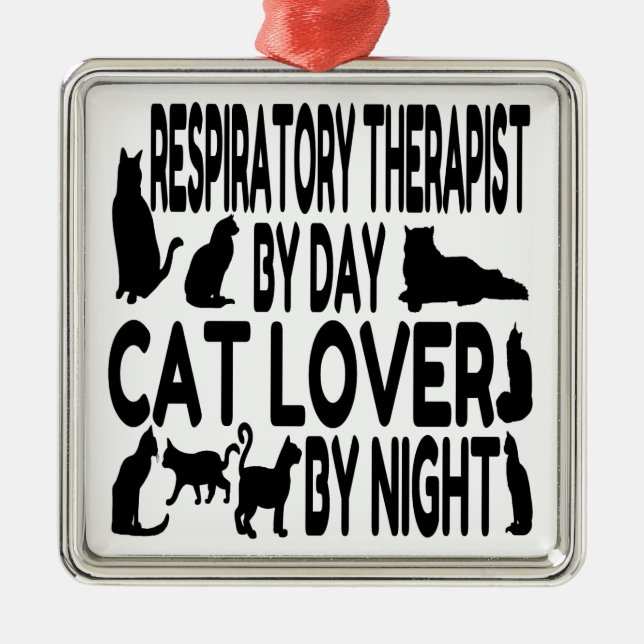 Cat Lover Respiratory Therapist Metal Tree Decoration (Front)