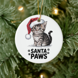 Cat Lover - Santa Paws Ceramic Tree Decoration
