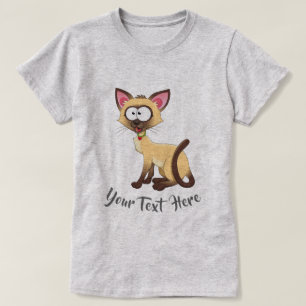CAT LOVER Silly Siamese with Your Text T-Shirt