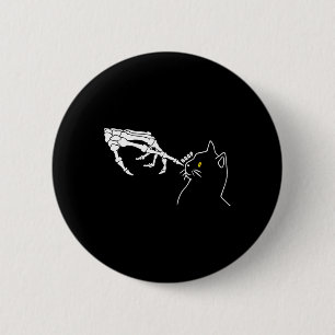 Cat Lover Skeleton Hand Boop Funny Halloween Cat M 6 Cm Round Badge