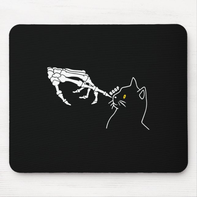 Cat Lover Skeleton Hand Boop Funny Halloween Cat M Mouse Mat (Front)