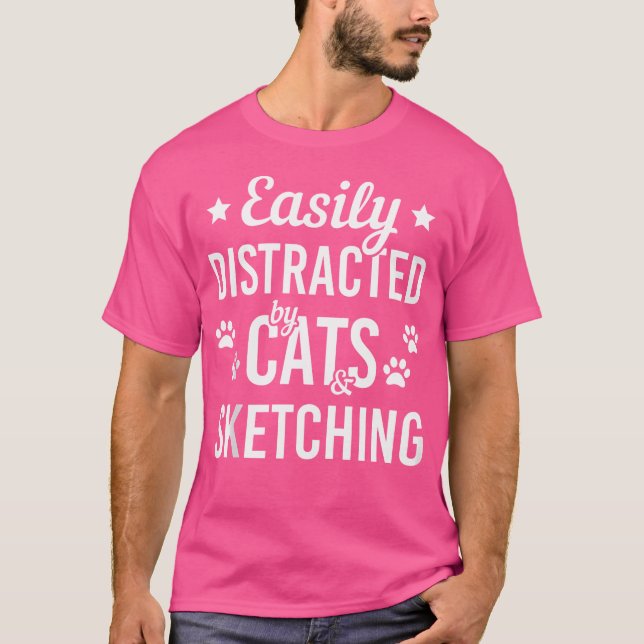 Cat Lover Sketching Lover Cats And Sketching Funny T-Shirt (Front)