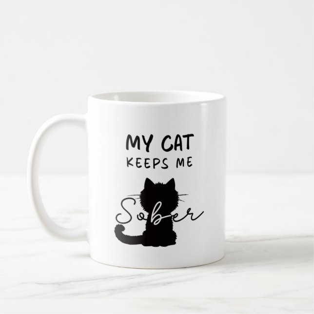 Cat Lover Sobriety Coffee Mug (Left)
