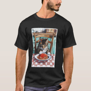 Cat Lover Spaghetti Dinner Italian Food Graphic T-Shirt