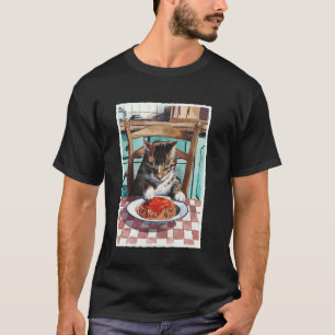 Cat Lover Spaghetti Dinner Italian Food Graphic T-Shirt