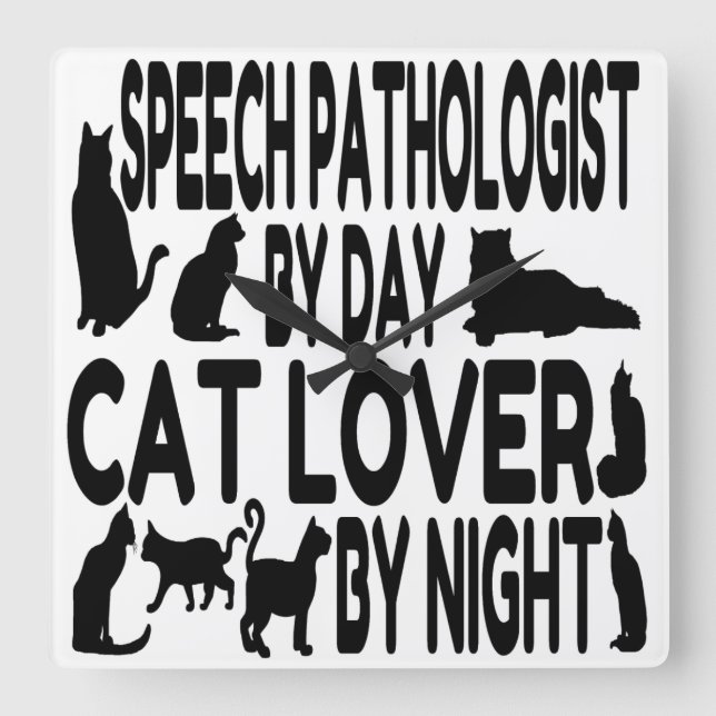 Cat Lover Speech Pathologist Square Wall Clock (Front)