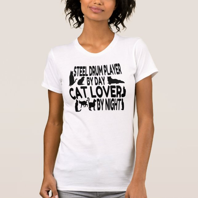 Cat Lover Steel Drum Player T-Shirt (Front)