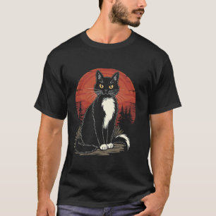 Cat Lover Sunset Forest Graphic Design T-Shirt