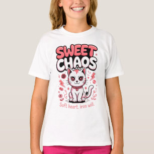  Cat Lover Sweet Gift for Girls Crowned Heart Cat T-Shirt