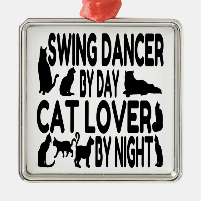 Cat Lover Swing Dancer Metal Tree Decoration (Front)