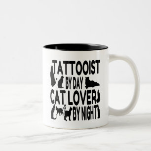 Cat Lover Tattooist Two-Tone Coffee Mug
