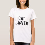 Cat lover text design with black cat face T-Shirt<br><div class="desc">Cat lover with black cat head,  text  design for cards,  stickers,  t-shirt,  bag,  gift for her</div>