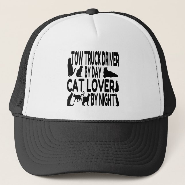 Cat Lover Tow Truck Driver Trucker Hat (Front)