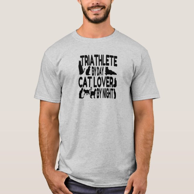 Cat Lover Triathlete T-Shirt (Front)