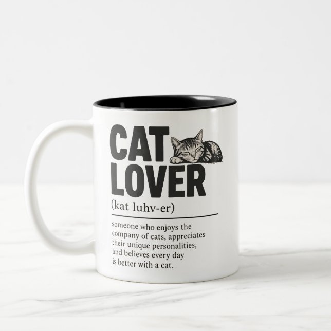 Cat Lover Two-Tone Coffee Mug (Left)