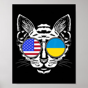 Cat Lover Us Ukrainian Flag Ukraine American  Poster