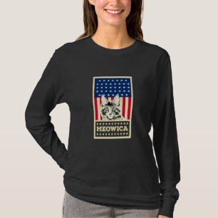 Cat Lover Usa Flag Meowica Maine Coon Cat T-Shirt