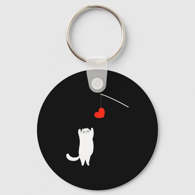 Cat Lover Valentine's Day Animal Affection Love Fu Key Ring (Front)