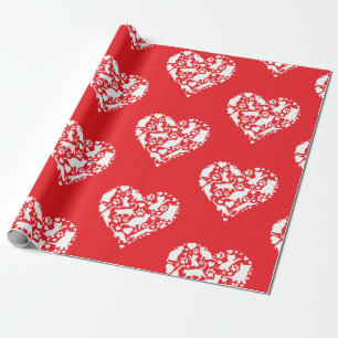 Cat Lover Valentine's Day Playful Adorable Cat Art Wrapping Paper