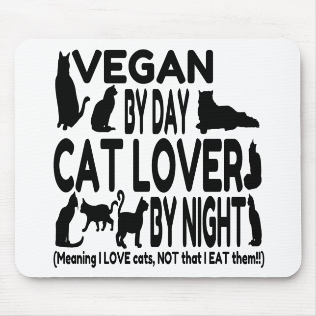 Cat Lover Vegan Funny Mouse Mat (Front)