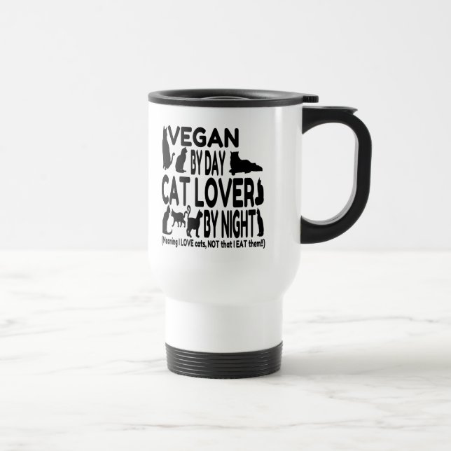 Cat Lover Vegan Funny Travel Mug (Right)