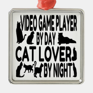 Cat Lover Video Game Player Metal Tree Decoration
