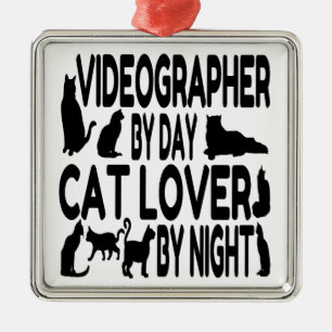 Cat Lover Videographer Metal Tree Decoration