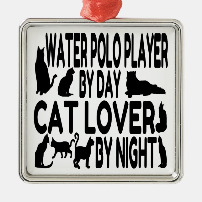 Cat Lover Water Polo Player Metal Tree Decoration (Front)