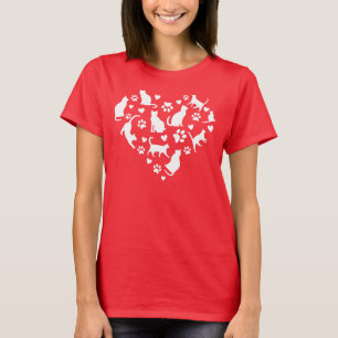 Cat Lover White Heart of Cats T-Shirt