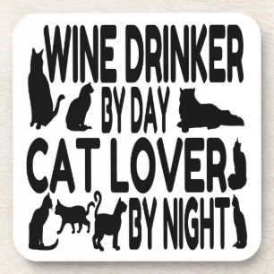 Cat Lover Wine Drinker Coaster