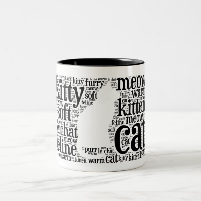Cat Lover Word Art Coffee Mug in Black (Center)