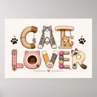 Cat Lover Word Art Poster