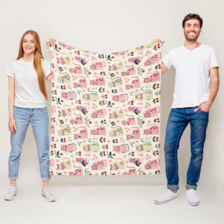 Cat Lover's Abstract Fleece Blanket