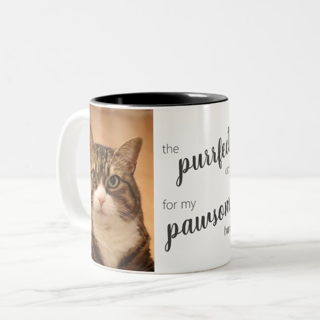 Cat Lovers add your own photo meme Funny Quotes Two-Tone Coffee Mug (Front Left)
