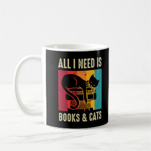Cat Lovers - All I need is books & Cats Book Long Coffee Mug