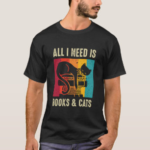 Cat Lovers - All I need is books & Cats Book Long T-Shirt