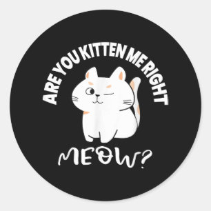 Cat Lovers Are You Kitten Me Right Meow Girl Classic Round Sticker