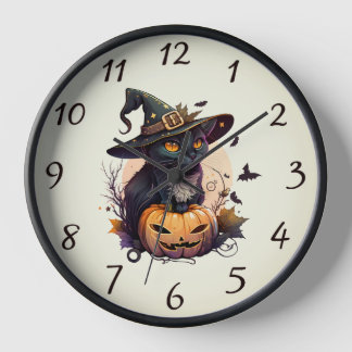 Cat Lover's Black Cat Halloween Cat Mum Clock