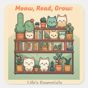 Cat Lovers & Book Lovers & Plant Lovers Square Sticker