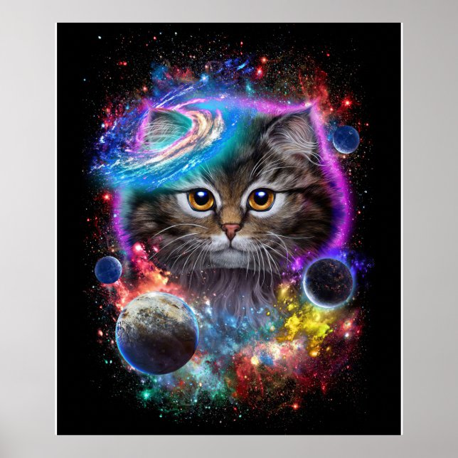 Cat Lovers | Cat In Galaxy Space Cosmos Poster (Front)
