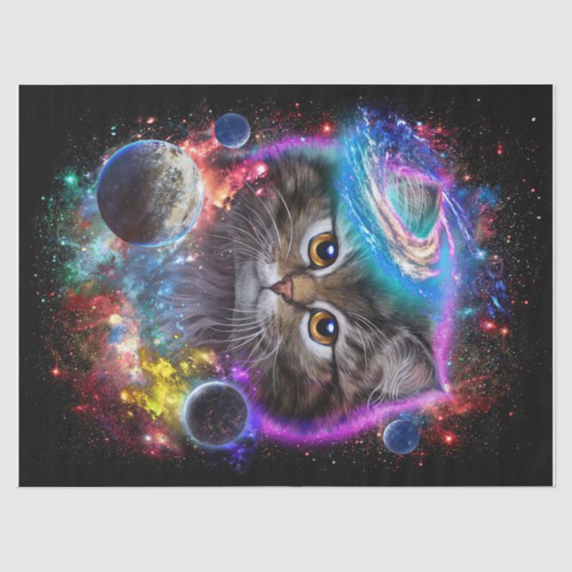 Cat Lovers | Cat In Galaxy Space Cosmos Tissue Paper (Front)