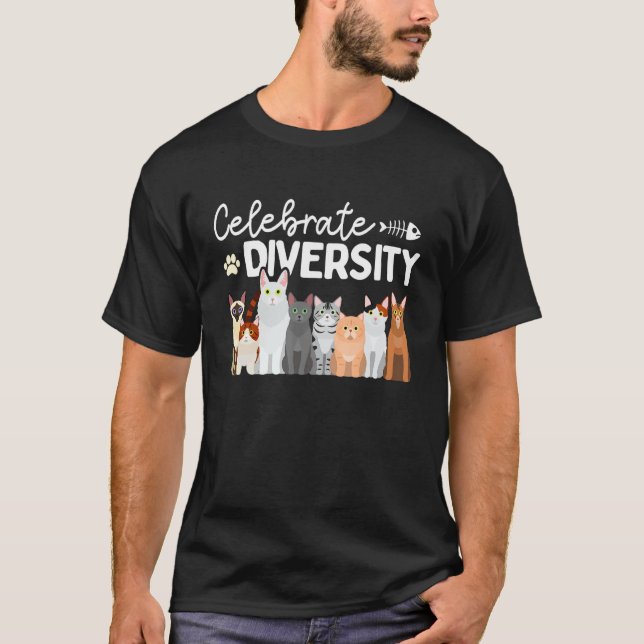 Cat Lovers Celebrate Diversity T-Shirt (Front)