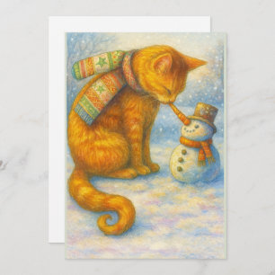 Cat Lover's  Christmas Sarah and the Snowman Holiday Card